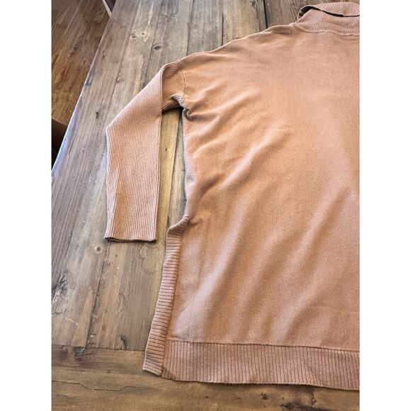Boston Proper Size Small Tunic Sweater Tan Ribbed Turtleneck Capsule Minimalist - Picture 11 of 13